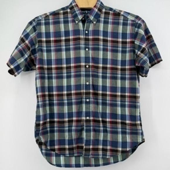 Ralph Lauren Blake Plaid Short Sleeve Button Down Shirt Men's Size L - Picture 2 of 7